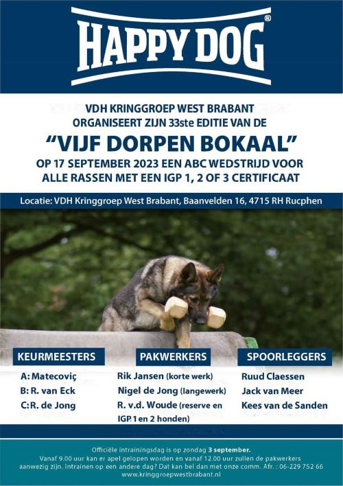 Vijf dorpen bokaal bij VDH Kringgroep West-Brabant, zondag 17 september